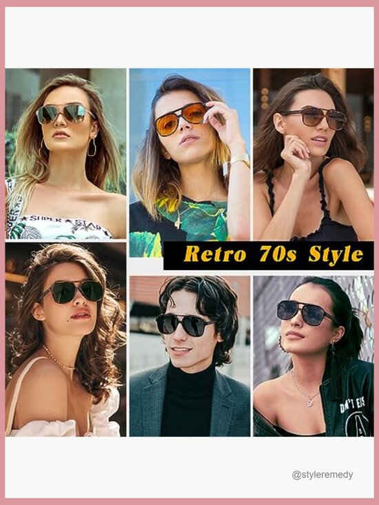 Retro Pilot Sunglasses Polarized UV400 Vintage Square Double Bridge main image 7